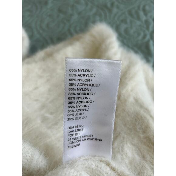 Urban Outfitter Cropped Fuzzy Cream Sweater, Size Large - Picture 5 of 8